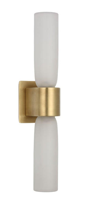 Buy hand-rubbed-antique-brass-with-clear-etched-glass-glass-and-white-shade Volver Outdoor (Damp) Sconce by Visual Comfort Modern