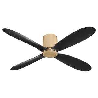 Buy aged-brass-finish-with-matte-black-blades 4-Blades Myriad Outdoor (Damp) Hugger Ceiling Fan by Oxygen