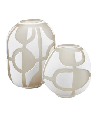 Art Decortif White Vase Set of Vase Set of 2 by Currey and Company