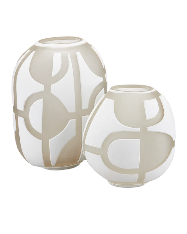 Art Decortif White Vase Set of Vase Set of 2 by Currey and Company