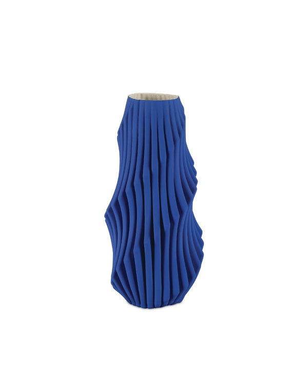 Blue Pleat Collection Vase by Currey and Company