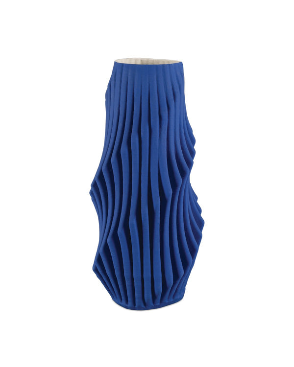 Blue Pleat Collection Vase by Currey and Company