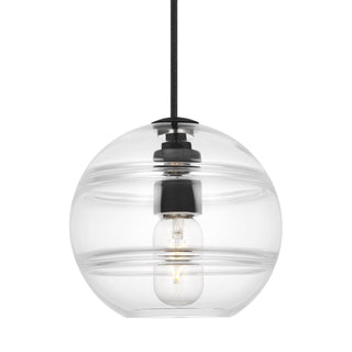 Buy nightshade-black-with-clear-glass-and-clear-textured-shade Sedona Outdoor (Damp) Pendant by Visual Comfort Modern