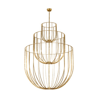 Buy polished-antique-brass-and-metal-shade Sanchi Outdoor (Damp) Chandelier by Visual Comfort Modern