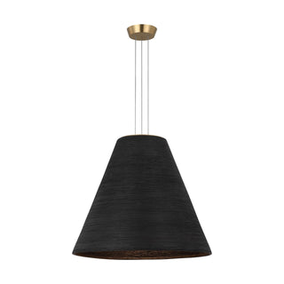 Buy natural-brass-with-black-glass-and-black-shade Karam Outdoor (Damp) Pendant by Visual Comfort Modern