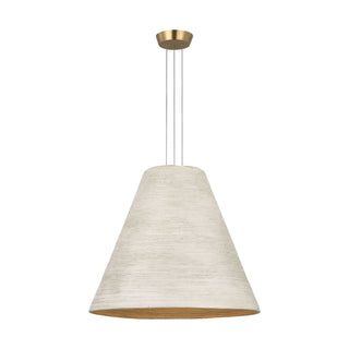 Buy natural-brass-with-cream-glass-and-white-shade Karam Outdoor (Damp) Pendant by Visual Comfort Modern