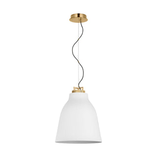 Buy natural-brass-with-matte-white-glass-and-white-shade Forge Outdoor (Damp) Pendant by Visual Comfort Modern