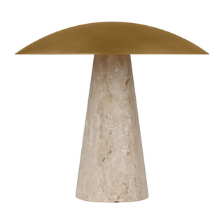 Buy natural-brass-natural-travertine-and-metal-shade Aegis Table Accent Lamp by Visual Comfort Modern