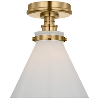 Buy antique-burnished-brass-with-white-glass-glass-and-white-shade Parkington Outdoor (Damp) Flush Mount Ceiling Light by Visual Comfort Signature