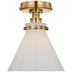 Antique-Burnished Brass with White Glass Glass and White Shade