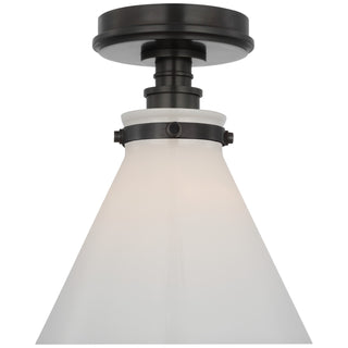 Buy bronze-with-white-glass-glass-and-white-shade Parkington Outdoor (Damp) Flush Mount Ceiling Light by Visual Comfort Signature