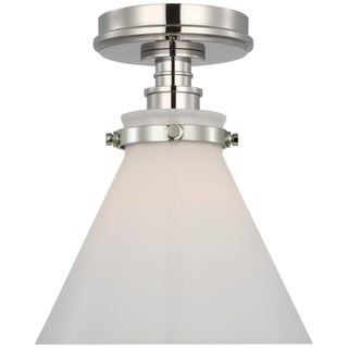 Buy polished-nickel-with-white-glass-glass-and-white-shade Parkington Outdoor (Damp) Flush Mount Ceiling Light by Visual Comfort Signature