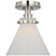 Polished Nickel with White Glass Glass and White Shade