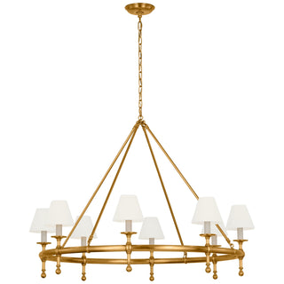 Buy antique-burnished-brass-with-3-x-6-x-5-linen-glass Classic Chandelier by Visual Comfort Signature