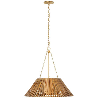 Buy soft-brass-with-natural-wicker-glass-and-woven-natural-shade Corinne Outdoor (Damp) Pendant by Visual Comfort Signature