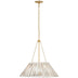 Soft Brass with White Wicker Glass and Woven/Natural Shade