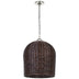 Polished Nickel with Espresso Wicker Glass and Woven/Natural Shade