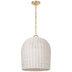Soft Brass with White Wicker Glass and White Shade