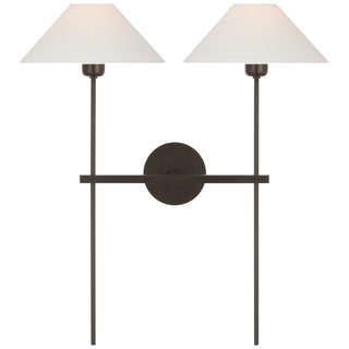 Buy bronze-with-3-25-x-10-75-x-5-75-linen-glass Hackney Outdoor (Damp) Sconce by Visual Comfort Signature