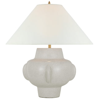 Buy white-crackle-with-7-x-23-75-x-13-5-linen-glass Cap-Ferrat Table Lamp by Visual Comfort Signature