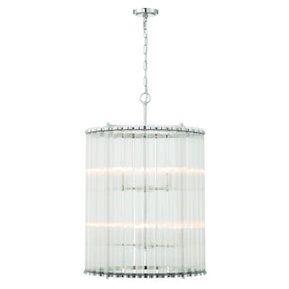 Buy polished-nickel-with-cylindrical-ribbed-glass-glass-and-clear-shade Glasbury Pendant by Eurofase