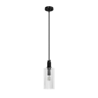 Buy matte-black-with-clear-fluted-glass-and-clear-textured-shade Gatz Pendant by Hunter