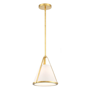 Buy antique-gold-and-white-shade Fulton Pendant by Crystorama