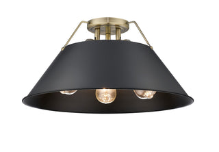 Buy aged-brass-with-matte-black-glass-and-black-shade Orwell Flush Mount Light by Golden