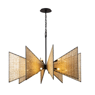 Buy matte-black-sulihiya-and-natural-cream-shade Machina Outdoor (Damp) Chandelier by Varaluz