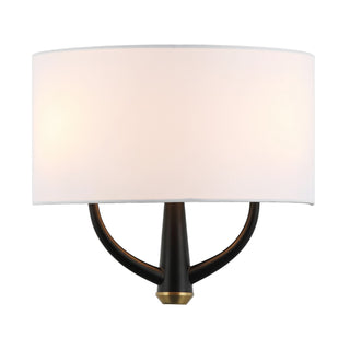 Buy black-satin-brass-with-white-cotton-glass-and-white-shade Patchwork Sconce by Varaluz