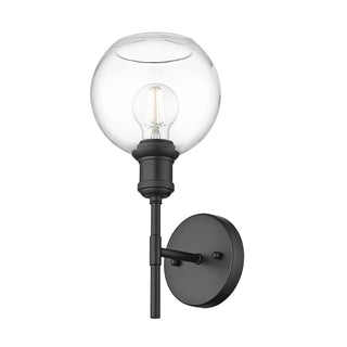 Buy matte-black-with-globe-clear-glass-glass-and-clear-shade Axel Sconce by Golden