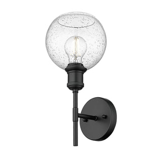 Buy matte-black-with-globe-seeded-glass-glass-and-clear-seedy-shade Axel Sconce by Golden