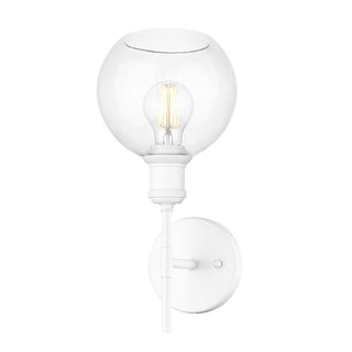 Buy matte-white-with-globe-clear-glass-glass-and-clear-shade Axel Sconce by Golden