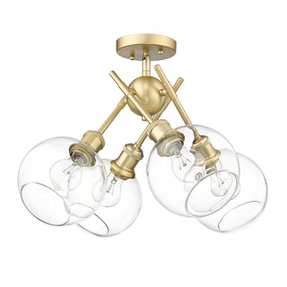 Buy brushed-champagne-brass-with-globe-clear-glass-glass-and-clear-shade Axel Semi Flush Mount Light by Golden