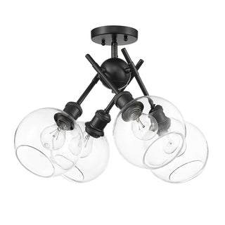 Buy matte-black-with-globe-clear-glass-glass-and-clear-shade Axel Semi Flush Mount Light by Golden