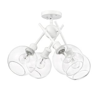 Buy matte-white-with-globe-clear-glass-glass Axel Directional Semi-Flush Mount Light by Golden