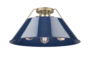 Buy aged-brass-with-navy-blue-glass-and-blue-shade Orwell Flush Mount Light by Golden