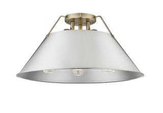 Buy aged-brass-with-pewter-glass-and-silver-gray-shade Orwell Flush Mount Light by Golden