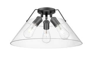 Buy matte-black-with-clear-glass-glass-and-clear-shade Orwell Flush Mount Light by Golden