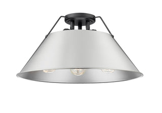 Buy matte-black-with-pewter-glass-and-silver-gray-shade Orwell Flush Mount Light by Golden
