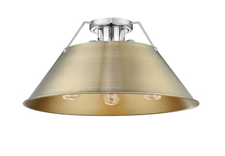 Buy chrome-with-aged-brass-glass-and-brass-gold-shade Orwell Flush Mount Light by Golden