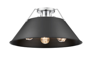 Buy chrome-with-matte-black-glass-and-black-shade Orwell Flush Mount Light by Golden