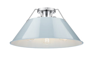 Buy chrome-with-dusky-blue-glass-and-blue-shade Orwell Flush Mount Light by Golden