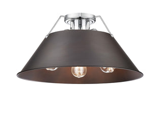 Buy chrome-with-rubbed-bronze-glass Orwell Flush Mount Light by Golden