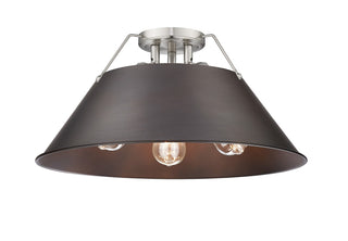 Buy pewter-with-rubbed-bronze-glass Orwell Flush Mount Light by Golden