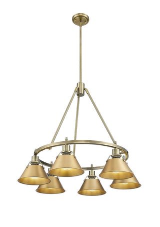Buy aged-brass-with-brushed-champagne-brass-glass Orwell Chandelier by Golden