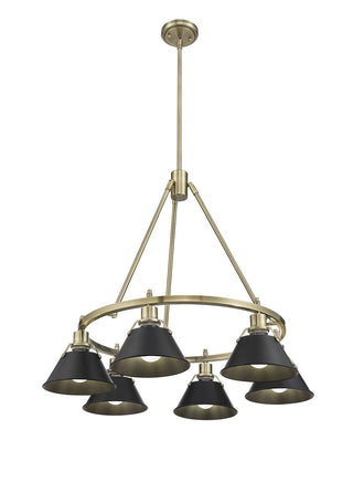 Buy aged-brass-with-matte-black-glass-and-black-shade Orwell Chandelier by Golden