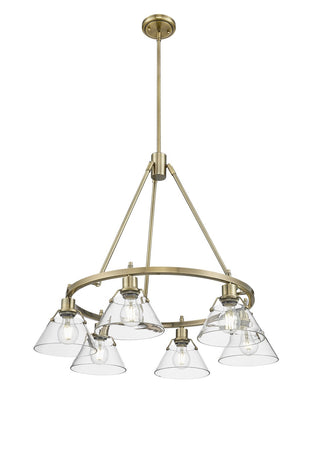 Buy aged-brass-with-clear-glass-glass-and-clear-shade Orwell Chandelier by Golden