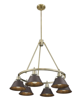 Buy aged-brass-with-rubbed-bronze-glass Orwell Chandelier by Golden