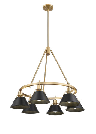 Buy brushed-champagne-brass-with-matte-black-glass Orwell Chandelier by Golden